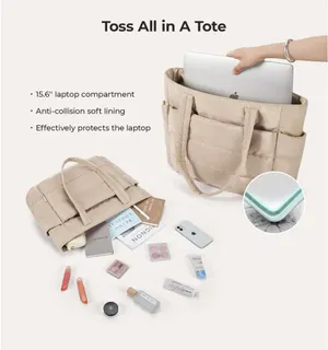 Bagsmart Bubble Puffer Tote Bag Tan thumbnail 2