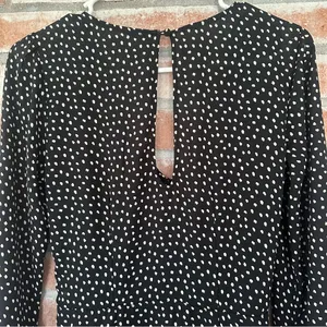 Abercrombie Fitch Faux Wrap Mini Flounce Dress Women’s XS Black White Polka Dot thumbnail 10
