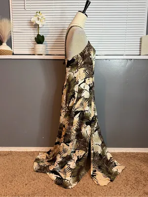 Serendipity Maui Tropical Maxi Dress Size L Rayon Palm Print Resort Boho thumbnail 5