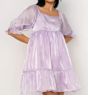 Baltic Born Medea Babydoll Chiffon Mini Dress In Lilac‎ Purple thumbnail 1