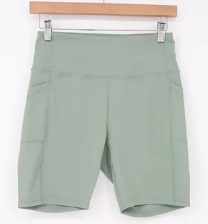 Downtown Motion Biker Shorts Womens M Sage Green High Rise Pockets Excellent thumbnail 1