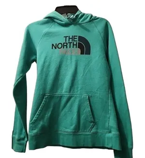 The North Face Hoodie Pullover Sweatshirt Teal Green Logo‎ Women's S thumbnail 1