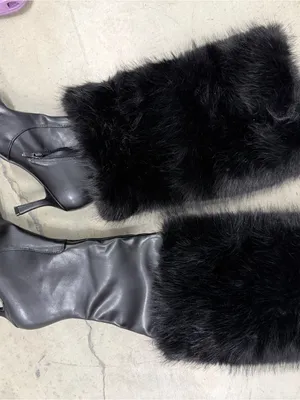 Black‎ Faux Fur Tall Boot Covers Black Size 8 thumbnail 9