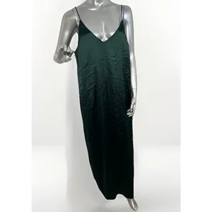 NWT Marine Layer Gabrielle Slip Dress Green Gables XL Maxi Satin Emerald thumbnail 3