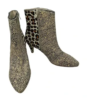 Matisse Moon Walkin Boots Beige Cowhair‎ Leopard Print Heeled Size 8 thumbnail 1