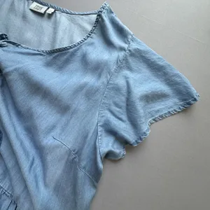 True Craft Dress 2X Plus Blue Denim Chambray Short Sleeve Tiered Swing thumbnail 5