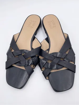 Naturalizer Womens Ashford Slide Sandal Size 10 Black Leather Square Toe Strappy thumbnail 4