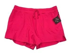 Ava & Viv Women's Magenta French Terry Drawstring Pull-On Lounge Shorts Size 2X thumbnail 1