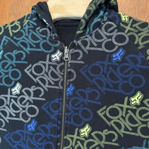 Vintage Fox Racing Reversible Hoodie Women L Waffle Knit Graphic Zip Up Y2K thumbnail 2