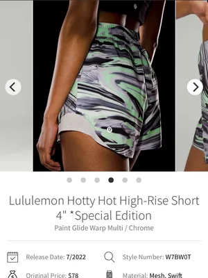 Lululemon Hotty Hot Shorts 4” Special Edition Paint Glide Warp Multi Chrome thumbnail 10