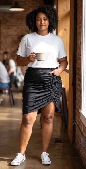 Open Edit Black Ruched Asymmetrical Mini Skirt 2X Plus Bodycon NWOT Edgy Sexy thumbnail 1