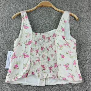 Floral Corset Tank Top Coquette Cottagecore Lace Trim Womens L New Kirious‎ Boho thumbnail 11