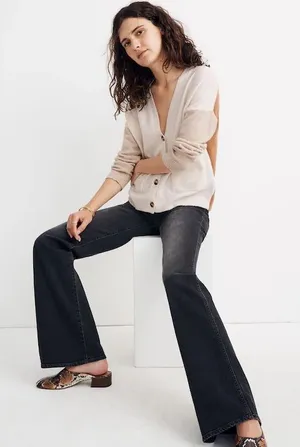 Madewell Short Kent Ex-Boyfriend Cardigan Sweater in Colorblock Large‎ casual thumbnail 1