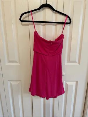 Cinq à Sept Strapless Mini Dress Tie Draped Magenta Size 4 thumbnail 3