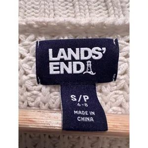 Lands End Navy Blue White Striped Knit‎ Sweater Tunic Size Small Cotton Collar thumbnail 4