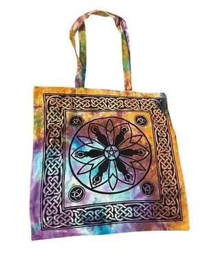 18" x 18" Goddess Pentacle Tie Dye Tote Bag thumbnail 1