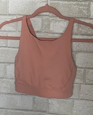 Peach Pink High-Neck Sports Bra thumbnail 1