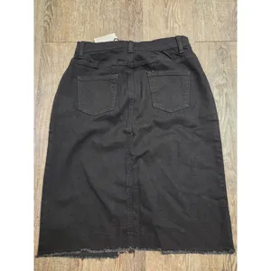 Happily Grey NWT Black Denim/Jean Mini Skirt Front Slit 3/25 thumbnail 4