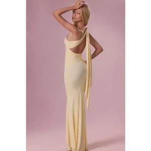 Oh Polly Annelise Jersey Bridesmaid Maxi Dress in Butter Yellow Size M New thumbnail 3