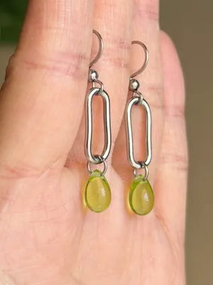 Handmade stainless steel chic fairy boho vintage style dangle earrings💚 thumbnail 3