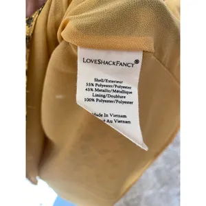 LoveShackFancy‎ Mini Party Dress Gold Metallic Floral Puff Sleeve Quiet Lixury thumbnail 7