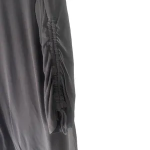 Garnet‎ Hill Women's Size Large Grey Soft Tencel Rouched Sleeves Tunic Top thumbnail 4