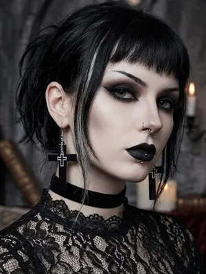 Unique design double‎ layer black cross light weight plastic dangle earrings thumbnail 1