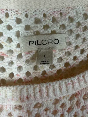 Anthropologie Pilcro Light Pink‎ Crochet Knit Eyelet Oversized Sweater thumbnail 2
