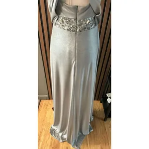David Meister silver sparkly evening gown dress size 6 long maxi prom homecoming thumbnail 5