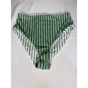 Womens Reversible Green White Vertical Stripe‎ High Waisted Bikini Set Size S thumbnail 4
