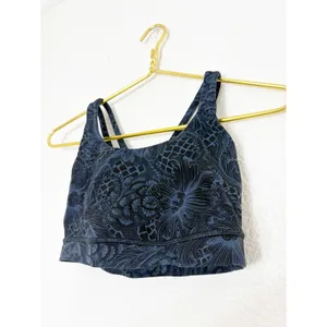 Lululemon Free To Be Serene Bra Size 6 Strappy Back Floral Print Blue Yoga thumbnail 5