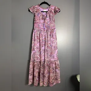 FREE PEOPLE Band Of The Free Boho Paisley Purple Maxi Dress Women’s Sz S EUC thumbnail 2