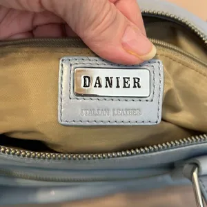 Danier light blue soft leather handbag with adjustable handles EUC thumbnail 9