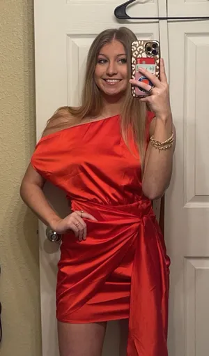 Red one shoulder mini dress thumbnail 1