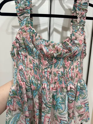 Urban outfitters Floral Smocked Peplum Tank Top thumbnail 2