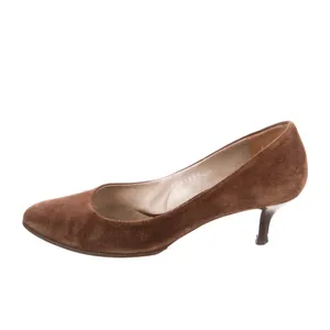 Salvatore Ferragamo Brown Suede Slip On Round Toe Kitten Heel Pumps Shoes thumbnail 2