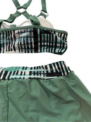 Amazon Brands Sage Green Plaid Cage Strap Bikini Swim Set Strappy Medium Women's thumbnail 11
