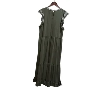 THML size small Flutter Sleeve Olive Dress thumbnail 9