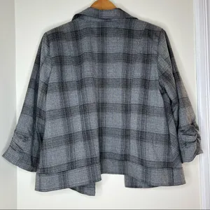 Christopher & Banks gray plaid open front blazer jacket size large thumbnail 3