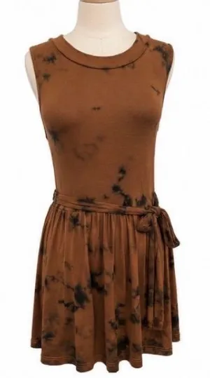 POL Brown Tie Dye Open Back Racerback Mini Dress NWT Small Boho Festival thumbnail 1