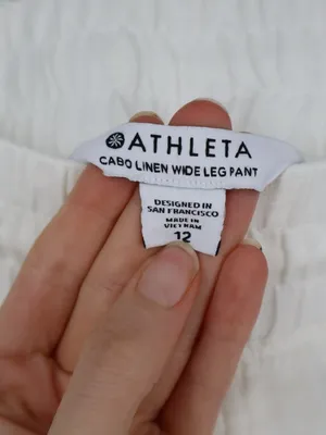 Athleta Womans Cabo Linen Wide Leg Pant White Size 12 Cropped Coastal Minimalist thumbnail 5