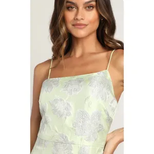 Lulu's Asymmetrical Formal Bodycon Mini Dress Light Green Silver Size Large NEW thumbnail 4
