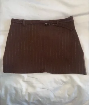 Motel brown pinstripe mini skirt with belt thumbnail 5