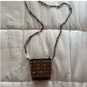 Colorful Beaded Crossbody bag Brown thumbnail 4