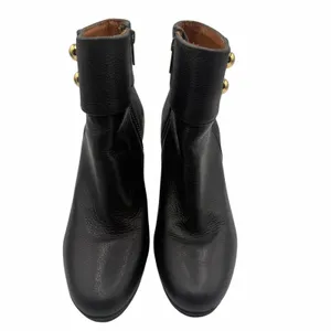 Kate Spade Bridgette Black Pebble Leather Gold Button Platform Block Heel 7.5 thumbnail 9