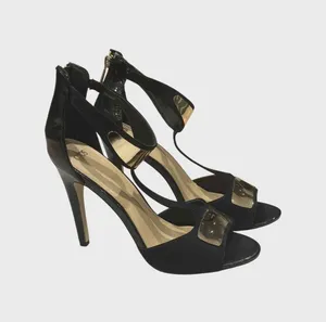 ASOS Women's Black and Gold Metallic Detail T-Strap Stiletto Heels Sz 8 thumbnail 4