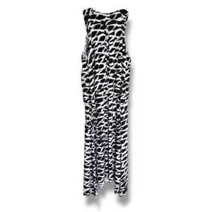 Rafaella Womens Dress Size S Black White Tie‎ Dye Flounce Deep V Neck Maxi thumbnail 2