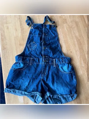 Denim Overall Shorts Small Blue thumbnail 3
