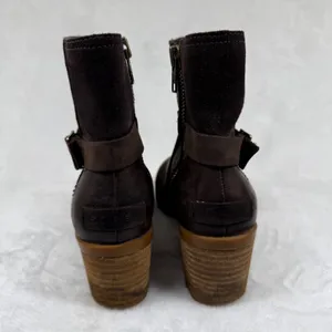 Sorel Cate Buckle Bootie‎ Dark Brown Leather Suede Ankle Boots NL3916-205 6 thumbnail 4