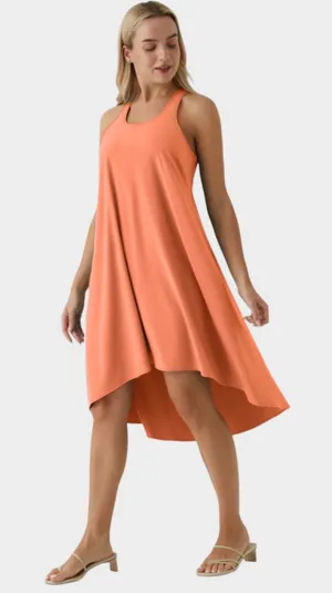 Size S Halara RacerPocket High Low Flowy Midi Quick Dry Casual Dress Flamingo thumbnail 1